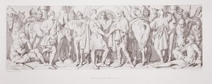 Harold e Duke William se encontram, de "A História da Conquista Normanda", gravada por L. Gruner, 1866 de Daniel Maclise