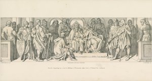 Harold, partindo em uma visita a William da Normandia, despede-se de Edward, o Confessor de Daniel Maclise