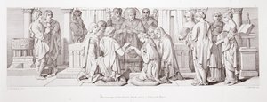 O casamento de Harold com Aldyth, irmã de Edwin e Morcar, de "A História da Conquista Normanda", gravada por L. Gruner, 1866 de Daniel Maclise