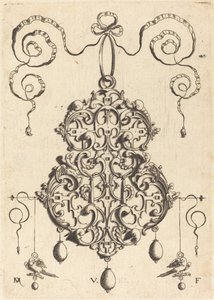 Pingente Strapwork com dois pássaros como brincos à esquerda e à direita de Daniel Mignot