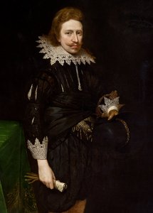 Detalhe do retrato de William Cavendish, 1624 de Daniel Mytens