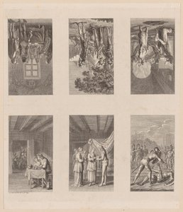 6 folhas sobre a «História dos Estados da Prússia e de Brandemburgo» de Daniel Nikolaus Chodowiecki