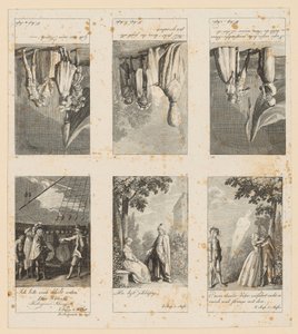 Páginas 1-3 e 10-12 sobre «A Tempestade», de Shakespeare de Daniel Nikolaus Chodowiecki