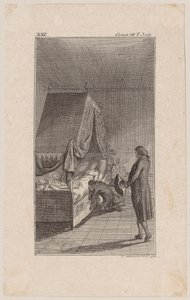 Clarisse a morrer na cama de dossel de Daniel Nikolaus Chodowiecki