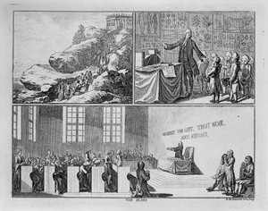 Os efeitos da religião. Sobre a «Obra Elementar» de Basedow, prancha 48. de Daniel Nikolaus Chodowiecki