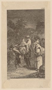 Sequestro da Srta. Martha Tilston e de Alithea Landsoy, página 8 de «Vida, Observações e Opiniões de Johann Bunkel» de Daniel Nikolaus Chodowiecki