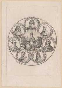 Germania com os retratos do imperador Fernando III e de seis príncipes-eleitores da época da Guerra dos Trinta Anos de Daniel Nikolaus Chodowiecki