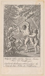 A luta do carvoeiro com o ladrão príncipe, estampa 5 da série «História antiga, medieval e moderna» de Daniel Nikolaus Chodowiecki