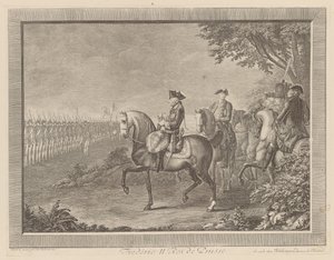 Rei Frederico II da Prússia, parada da guarda em Potsdam de Daniel Nikolaus Chodowiecki