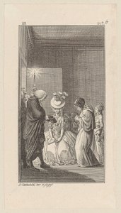 Lady Vincent, acompanhada por Lady Brunk, Whitefield e um clérigo, entra de Daniel Nikolaus Chodowiecki