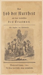 Página de rosto com vinheta da obra «Elogio da Loucura», de Erasmo de Daniel Nikolaus Chodowiecki