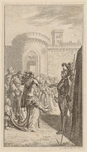 «Mulheres de Weinsberg», página 6 da primeira edição de «Poemas de Gottfried August Bürger» de Daniel Nikolaus Chodowiecki