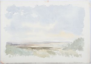 Holy Island, 1893 (lápis e wc no papel) de Daniel Oliver