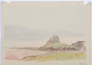 Holy Island, 1895 (lápis e wc no papel) de Daniel Oliver