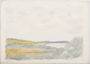 Holy Island, 1897 (lápis e wc no papel) de Daniel Oliver