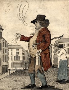 Vendedor de baladas, início do século XIX (gravura colorida à mão)