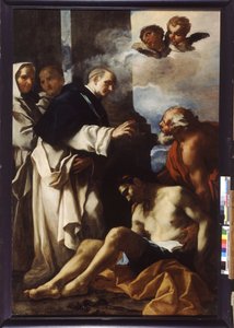 Santo Anthelmus cuidando de um homem doente (óleo sobre tela)