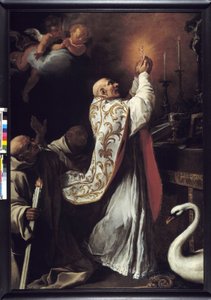 Santo Hugues celebrando o Santo Sacrifício da Missa (óleo sobre tela)