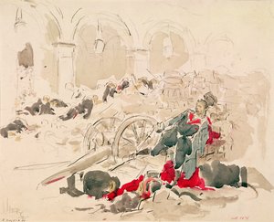 Barricada na Rue de Rivoli durante a Comuna de Paris de Daniel Urrabieta Vierge