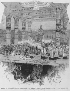 O Templo de Vulcano com a Morte de Radamés e Aida, cena do Ato IV de &39;Aida&39; de Giuseppe Verdi (1813-1901) gravado por Fortune Louis Meaulle, 1871