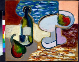 ""Natureza morta com pêra"" (Natureza morta com pêra) Pintura de Vladimir Baranov-Rossine (Baranov Rossine) (1888-1942) cerca de 1927 Dim 28x35 cm Coleção particular de Daniel Vladimir Baranoff Rossine