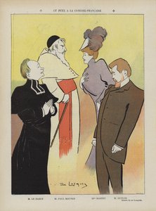 Produção da peça Le Duel na Comédie-Francaise. Ilustração para Le Rire