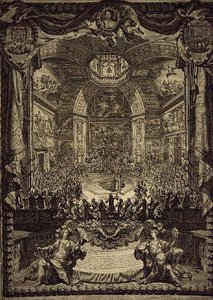 A Grande Festa de S.R.H. a Princesa de Laranja, celebrada em dezembro de 1686 no Salon du Bois em Haia, em homenagem ao aniversário do Príncipe de Laranja (gravura)