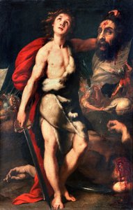 David vencedor do Golias Gigante segura a cabeça na mão Pintura de Daniele Crespi (1598-1630) 1623 Palazzo Borromeo, Isola Bella, Stresa Itália