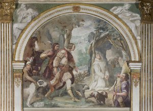 Encontro de Saint Hugh com Roger da Calábria, 1629 de Daniele Crespi