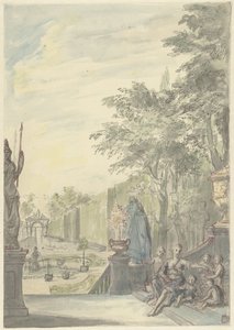 Vista de um terraço num jardim ornamental de Daniël Marot (II)