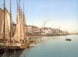 Vista de Havnegade, Copenhaga, pub. 1900