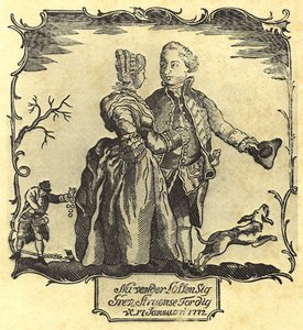 A sorte vira-se para si, Conde Struensee! 1772 (xilogravura) de Danish School