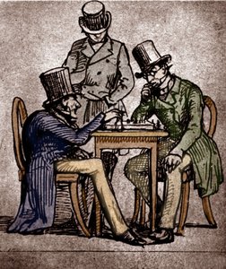 Soren Kierkegaard Jogando Xadrez (caneta e tinta com lavagem em papel)