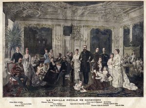 A Família Real da Dinamarca (gravura a cores)