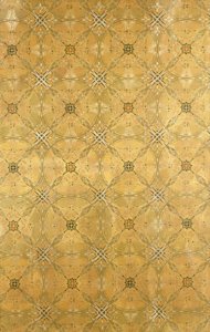 Um painel de teto, com desenho foliáceo abstrato em verde oliva, ocre, vermelho e amarelo, c.1893 de Dankmar Adler