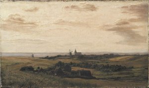 Uma vista para Assens em Funen. Ao longe a costa de Schleswig de Dankvart Dreyer