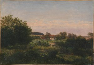 Paisagem com uma casa de campo ao lado de uma lagoa de Dankvart Dreyer