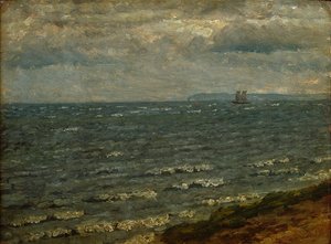 Paisagem marítima com chuva iminente. Lillebælt de Dankvart Dreyer