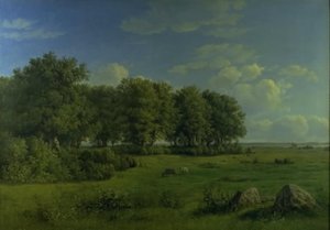 A ilha de Brandsø com a floresta de Wedellsborg, Funen, à distância