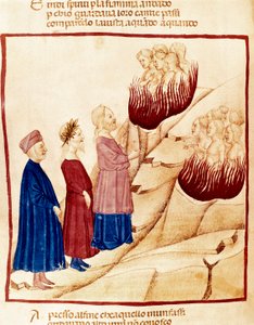 Purgatório: Dante e Virgil, em miniatura de Dante Alighieri