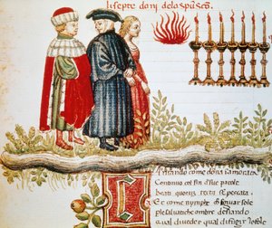 Virgil, Dante e Matelda, Purgatório, Canto XXIX, página iluminada de Divine Comedy, de Dante Alighieri (1265-1321) de Dante Alighieri