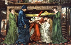Dante Alighieri encontra-se com Beatrice, ca 1900 (cartão postal)
