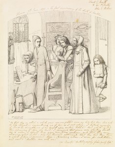 Dante Desenhando um anjo no primeiro aniversário da morte de Beatrice, 1848-9 de Dante Gabriel Charles Rossetti