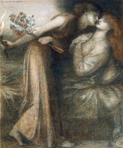Sonho de Dante no Dia da Morte de Beatrice (Io sono in pace) - Dessin de Dante Gabriel Rossetti (1828-1882) de Dante Gabriel Charles Rossetti