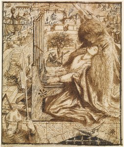 Desenho para o Tennyson de Moxon - Santa Cecília de Dante Gabriel Charles Rossetti