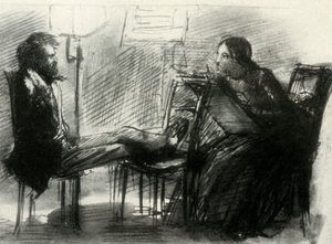 Elizabeth Siddal desenhando Rossetti, 1853, 1947. de Dante Gabriel Charles Rossetti