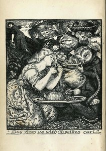 Frontispício do mercado dos duendes e outros poemas de Christina Rossetti, 1861-1862 de Dante Gabriel Charles Rossetti