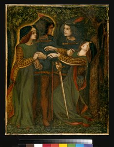 Como eles se conheceram, c.185060 (guache) (veja também 63160) de Dante Gabriel Charles Rossetti