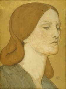 No.1575 Cabeça de uma menina em um vestido verde (Elizabeth Siddal), 1850-65 de Dante Gabriel Charles Rossetti