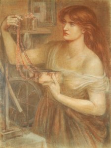 Ressuscitado ao amanhecer - Gretchen Discovering Fausts Jewels, 1868 (giz no papel) de Dante Gabriel Charles Rossetti